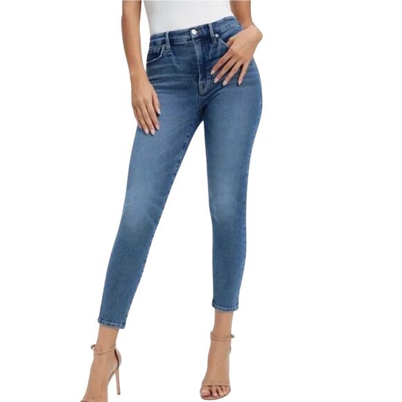 GOOD AMERICAN Good Waist High Rise Crop Skinny Jeans NWT Size 15 - Picture 1 of 11